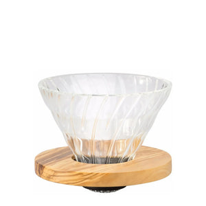 Szklany drip do kawy V60 02 - Oliwkowe drewno HARIO